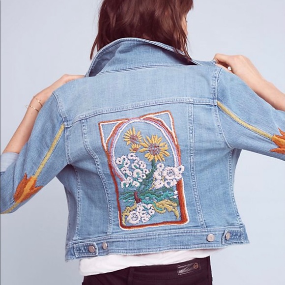 Anthropologie Jackets & Blazers - Rare embroidered denim jacket
